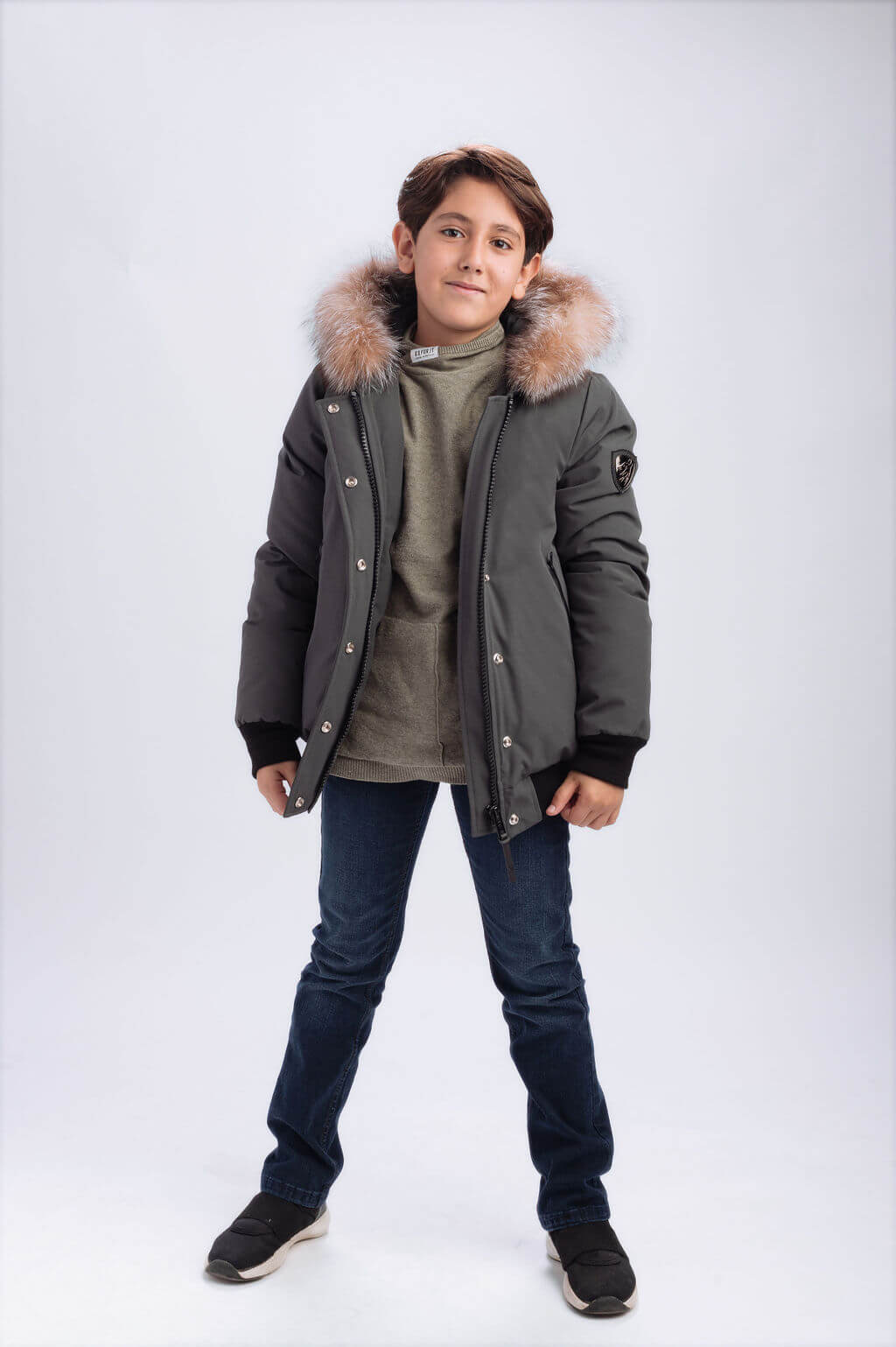 Kids Unisex Lang Bomber Canadian Wolf